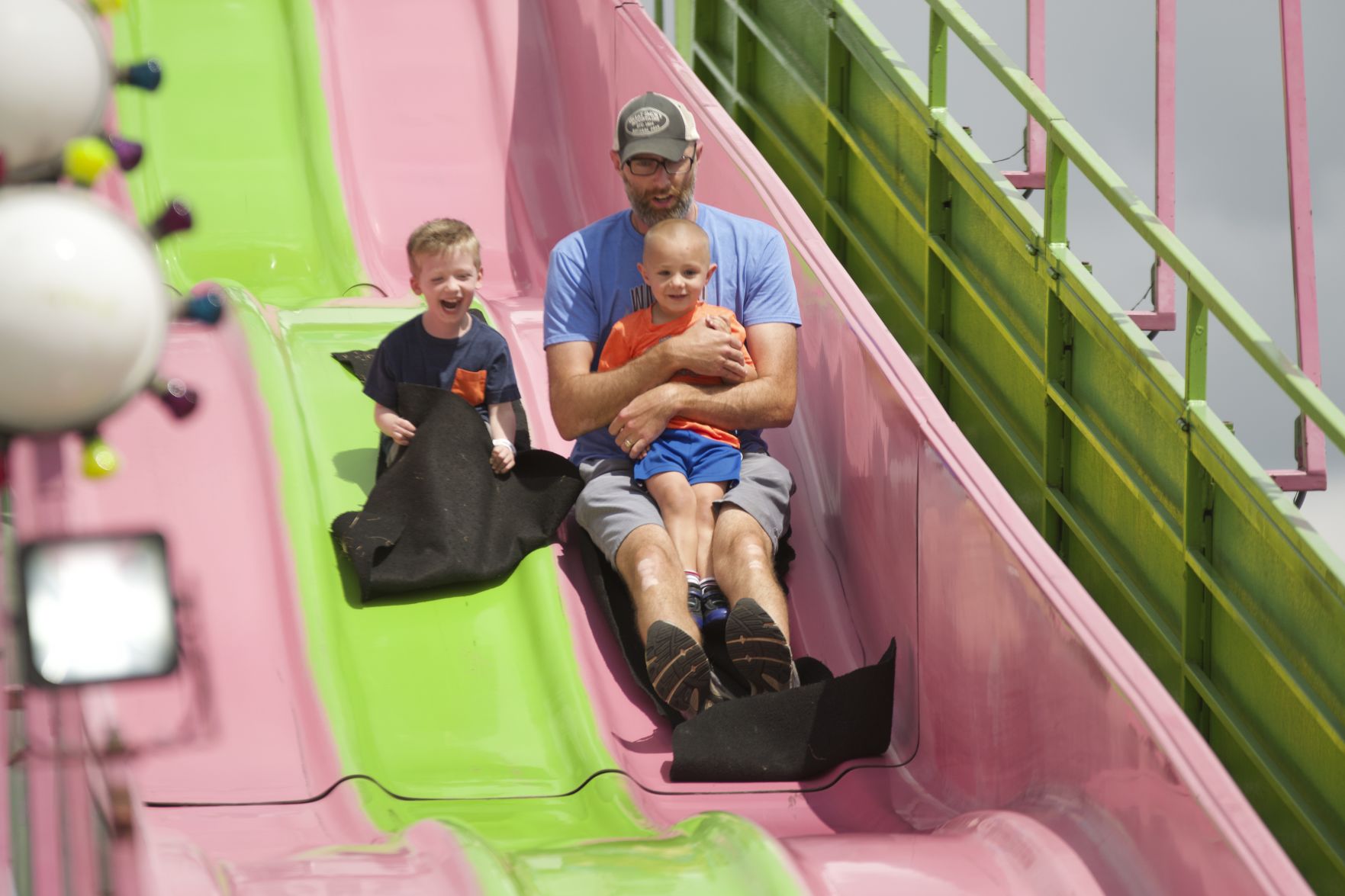 Riding the giant slide